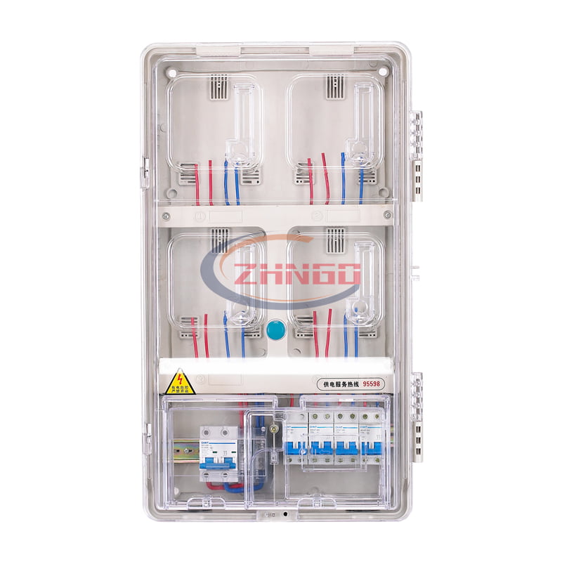 上下結(jié)構單相四表位插卡式電表箱
