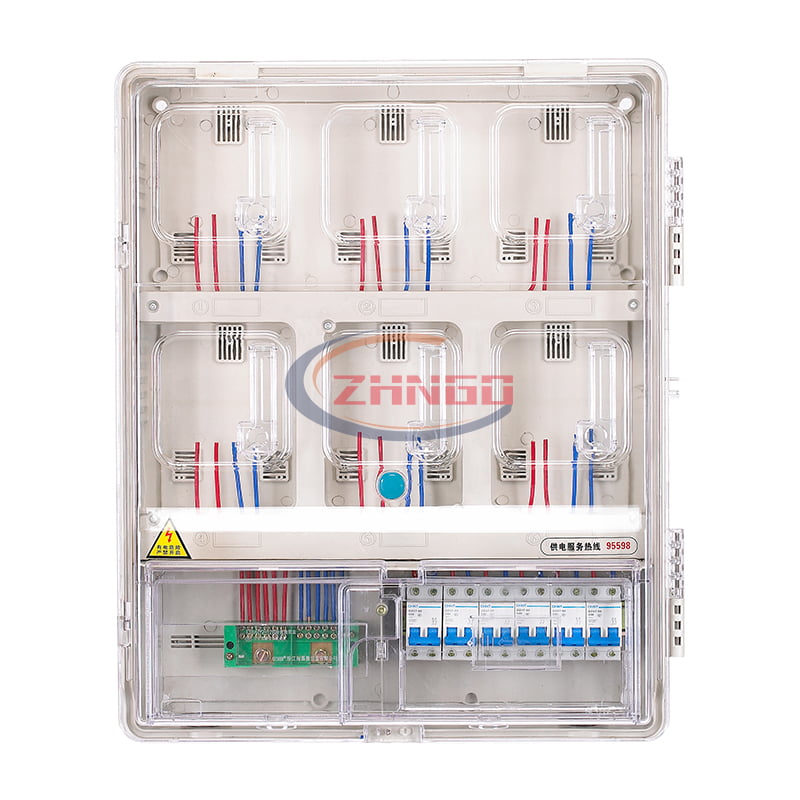 上下結(jié)構(gòu)單相六表位插卡式電表箱